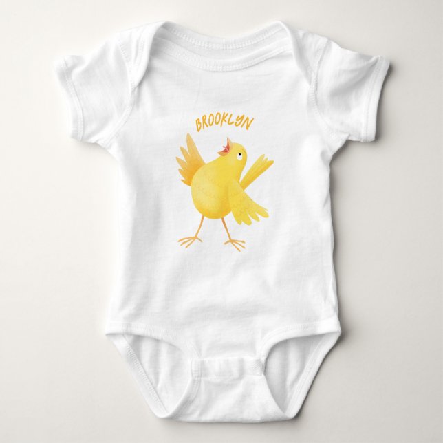 Body Caricature d'oiseau canari jaune chantant mignon (Devant)