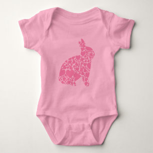 Body Caricature du coeur de lapin de Pâques rose pâle
