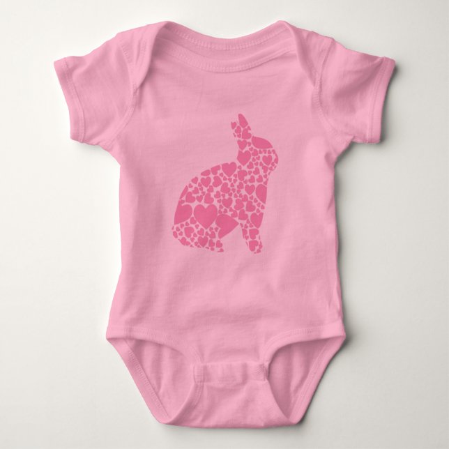Body Caricature du coeur de lapin de Pâques rose pâle (Devant)