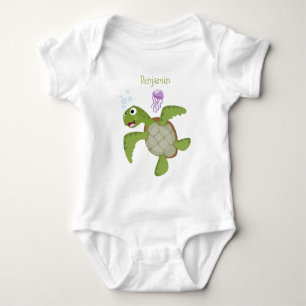 Body Caricature joyeuse de tortue de mer verte mignonne
