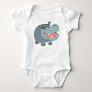 Body Caricature mignonne souriante Hippo Baby Bodysuit