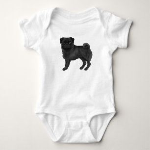 Body Carlin couleur noire adorable Mops Chien Illustrat