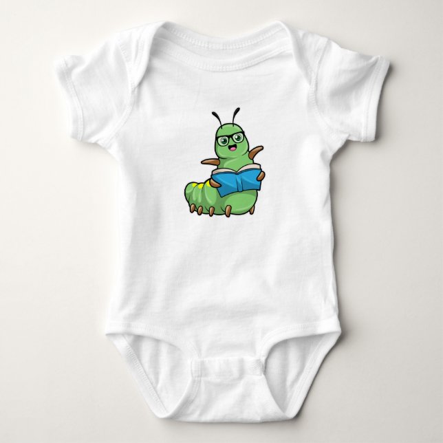 Body Caterpillar Nerd avec livre et lunettes (Devant)