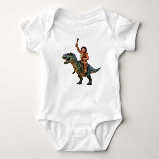 Body Caveman Riding Dinosaur Cartoon Image (Devant)