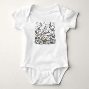 Body Champ moderne de fleurs sauvages et d'oiseaux pein