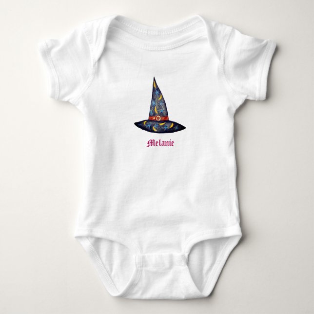 Body Chapeau de sorcière noir, étoiles T-shirt Hallowee (Devant)