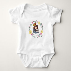 Body Chat Loving Girl Flower Couronne Bodysuit bébé