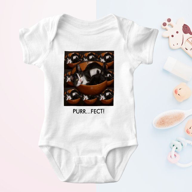 Body Chatons dans un bol avec Motif (Kittens in a Bowl with Pattern Baby Bodysuit)