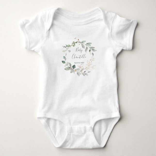 Body Chemise Bébé Green & Gold Foliage (Devant)