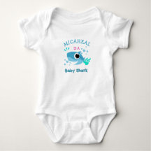 Chemise bleue personnalisée requin pour bébé
