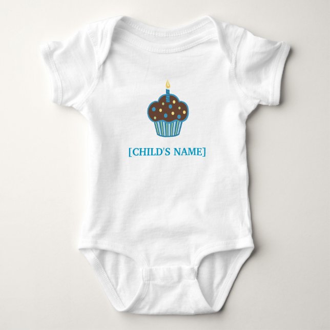Body Chemise brun chocolat et bleue de petit gâteau (Devant)