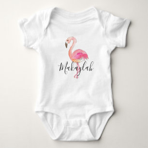 Body Chemise mignonne de nom de bébé de flamant de rose