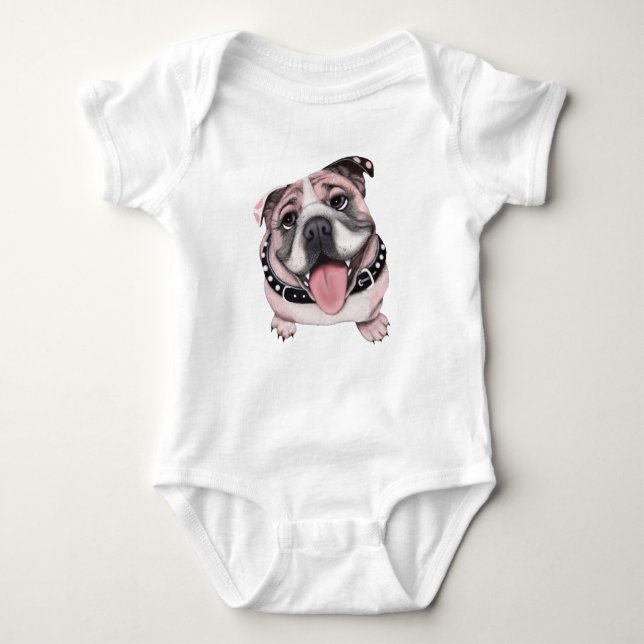 Body Chemise rose de bébé de bouledogue (Devant)