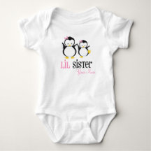 Chemise rose personnalisée Little Sister Penguin
