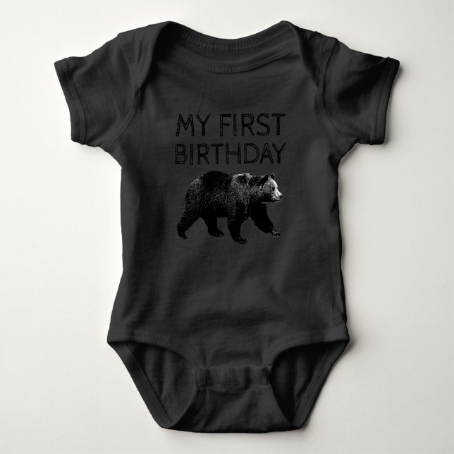 Body Chemises d'anniversaire de l'ours de bois de bûche (Devant)