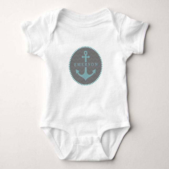Body Chevron gris + Romper Ancre bleu (Devant)