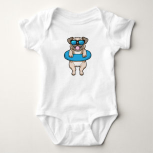 Body Chien à la natation avec anneau de natation et lun