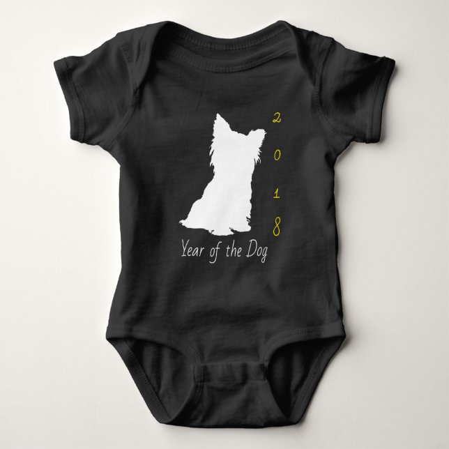 Body Chien blanc mignon Nouvel An chinois 2018 Bodysuit (Devant)