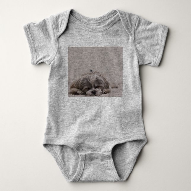 Body Chien dormant Shih tzu Baby Bodysuit, Chien dorman (Devant)