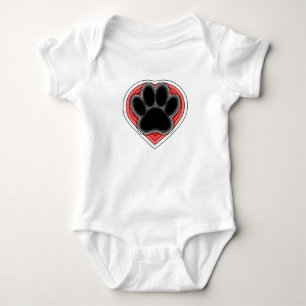 Body Chien Paw Dans Le Coeur Rouge Avec Les Outlines