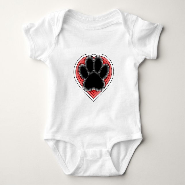 Body Chien Paw Dans Le Coeur Rouge Avec Les Outlines (Devant)