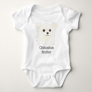 Body Chihuahua à poil long blanc personnalisé