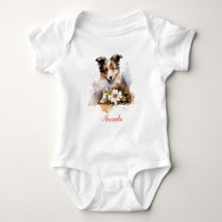 Body Chiot de berger des Shetland Animal Aquarelle Fleu