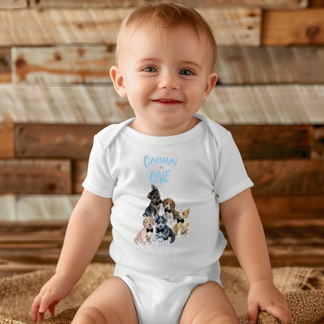 Body Chiot 🐶 Garçons Premier anniversaire de fête cade (Puppy 🐶 Boys First Birthday Party Gift Baby Bodysuit)
