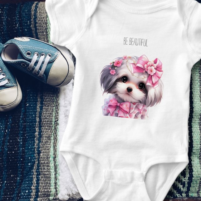 Body Chiot Havanais Mignon Aquarelle nom personnalisé (Cute Havanese puppy nursery art Baby Bodysuit  - Adorable Dog Accessories for Baby Girl's Room
)