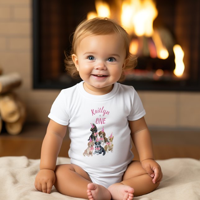 Body Chiot pur | Filles rose Premier anniversaire cadea (Pure Puppy | Girls Pink First Birthday Party Gift Baby Bodysuit
)