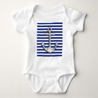 Chrome Anchor on Navy Stripes
