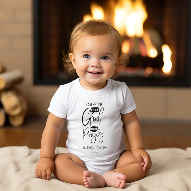 Body Citation personnalisée Dieu répond aux prières (Personalized Quote God Answers Prayers Baby Bodysuit)