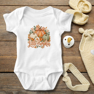 Body Citrouille Automne Floral Coquette Nœud Bébé