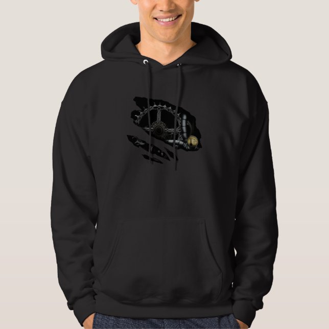 Body Clock Work Steampunk Ripped Mechanical Gears  Hoodie (Vorderseite)
