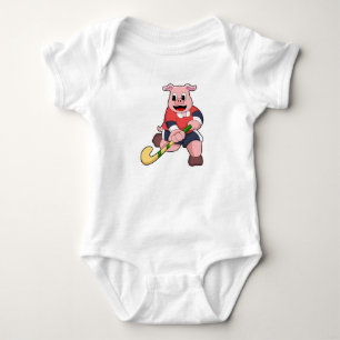 Body Cochon de hockey avec chauve-souris de hockey