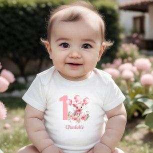 Body Cochon rose mignon Ferme de fille 1er Anniversaire