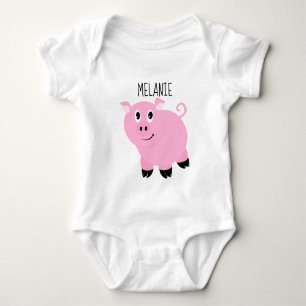 Body Cochon Rose Personnalisé Bébé Animal Porcinet