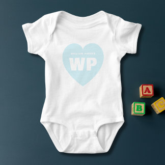Body Coeur bleu Monogramme Nouveau-né tenue personnalis