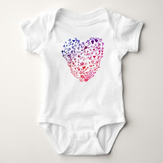 Body Coeurs de coeur Dessin Jersey Bodysuit, Blanc (Devant)