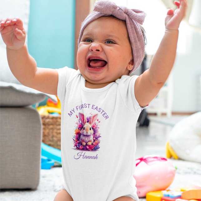 Body Coloré Pastel Bunny de Pâques & Florales d'aquarel (Créateur téléchargé)