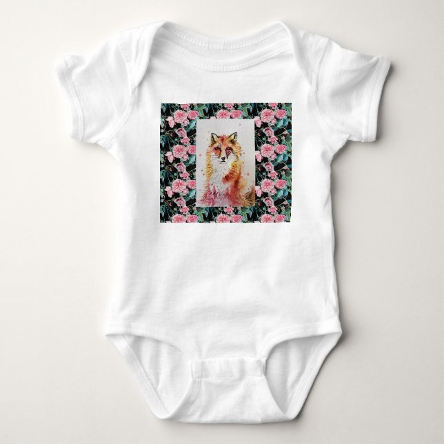 Body Combinaison bébé aquarelle renard rouge mignon ani (Devant)