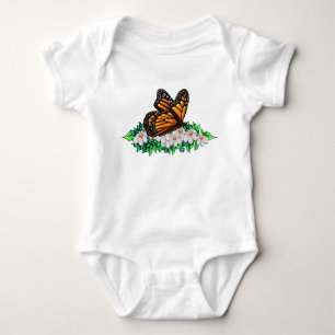 Body Combinaison bébé papillon avec petites fleurs