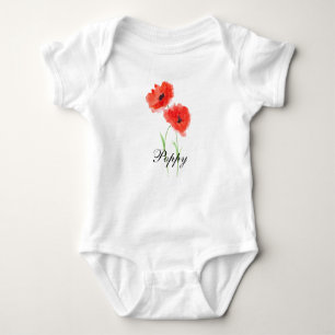Body Combinaison bébé poppy rouge aquarelle florale