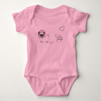combinaison rose mignonne de bébé avec le carlin