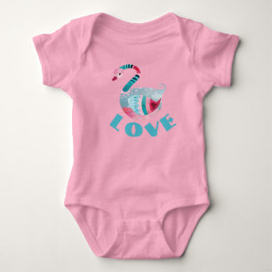 Body Combinaison une pièce bébé cygne LOVE