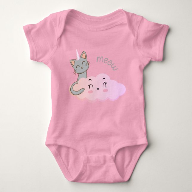 Body combinaisons unicat cloud meow pour bébé (Devant)