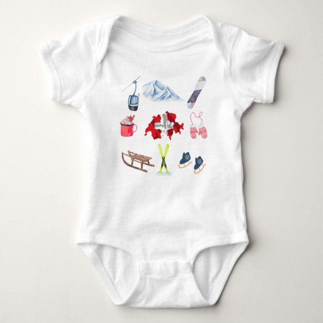 Body Combo Voyage d'hiver suisse | Bodysuit bébé (Devant)