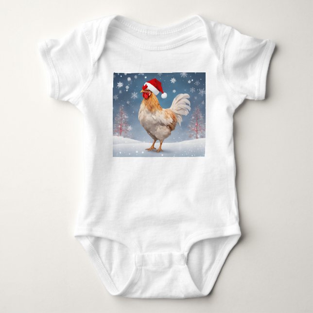 Body Coq de Noël fantaisie, Arrière - plan de neige, Va (Devant)