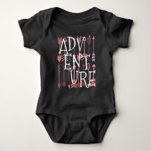 Body Corail Pinkish Texte Aztec noir Patten Baby Girl