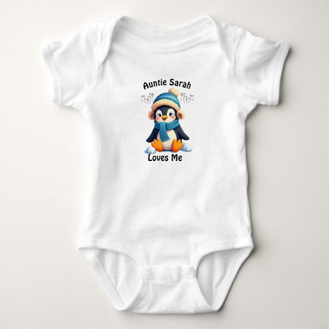 Body Costume bébé en pingouin personnalisé - Tante Sara (Devant)